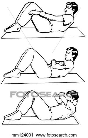 Exercise, abdominal curl View Large Illustration Clip Art - Exercise, abdominal curl. Fotosearch