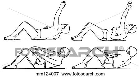 Stock Illustration - Exercise, upper abdominals. Fotosearch