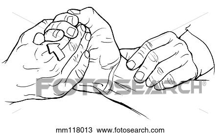 Drawing - Flexor carpi radialis palpation. Fotosearch