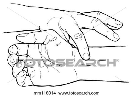Stock Illustration - Flexor carpi radialis tendon palpation. Fotosearch
