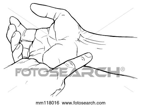 Stock Illustration - Flexor carpi ulnaris palpation. Fotosearch