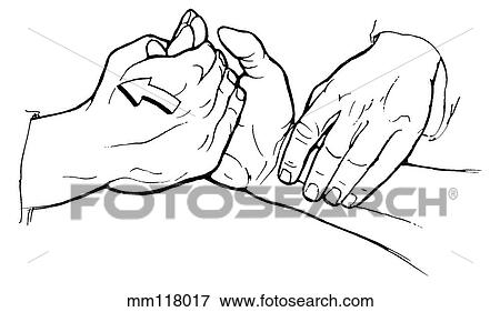 Stock Illustration - Flexor carpi ulnaris palpation. Fotosearch