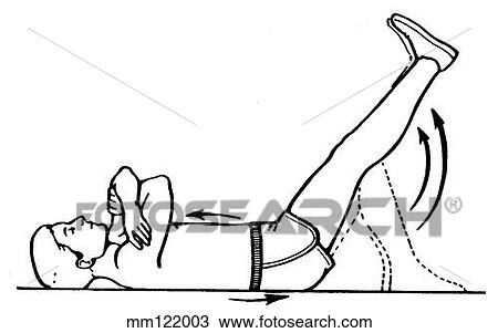 Leg-lift exercise View Large Illustration Drawing - Leg-lift exercise. Fotosearch