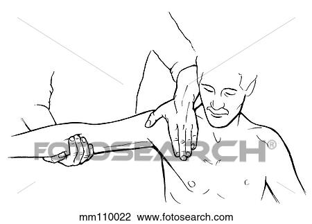 Shoulder horizontal adduction View Large Illustration Drawing - Shoulder horizontal adduction. Fotosearch