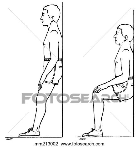 Drawing - Exercise, anterior thigh strength. Fotosearch