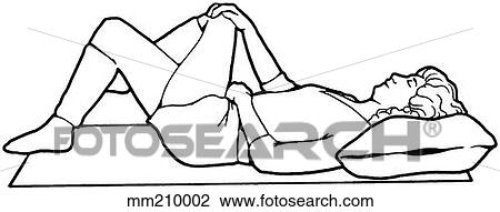 Drawing - Exercise, buttock stretch. Fotosearch
