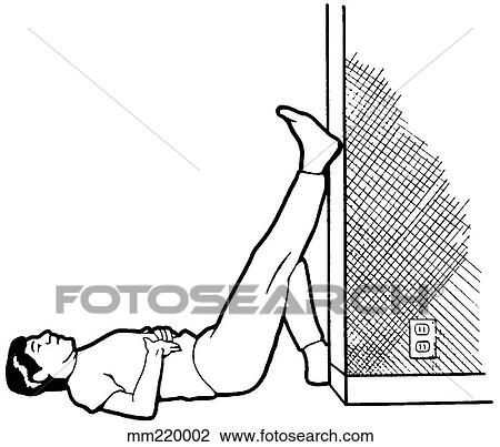 Drawing - Exercise, hamstring stretch. Fotosearch