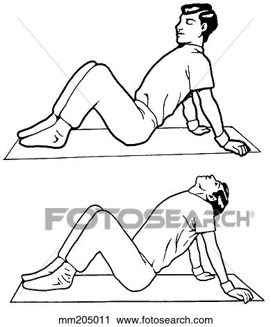 Exercise, head tilt and chest tilt View Large Illustration Clip Art - Exercise, head tilt and chest tilt. Fotosearch