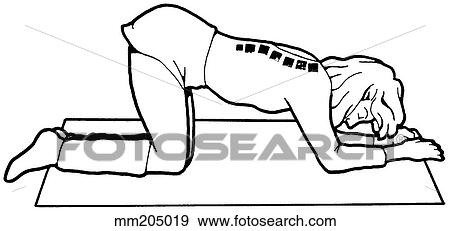 Stock Illustration - Exercise, thoracic spine extension. Fotosearch