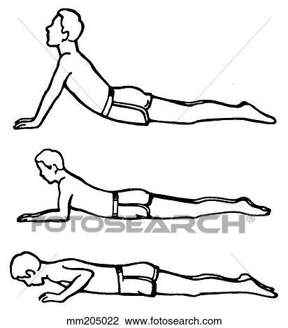 Exercises, backward bending View Large Illustration Drawing - Exercises, backward bending. Fotosearch