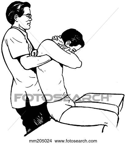 Stock Illustration - Manipulation technique 3, thoracic spine. Fotosearch