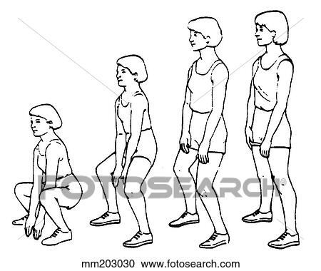 Squat-to-stand exercise View Large Illustration Clipart - Squat-to-stand exercise. Fotosearch