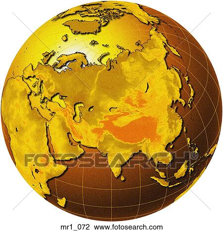 Stock Image - china, relief, map, globe, asia. Fotosearch