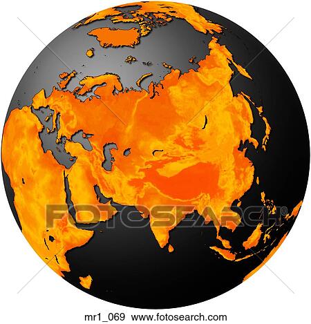 Stock Photo - china, relief, map, globes, asia. Fotosearch