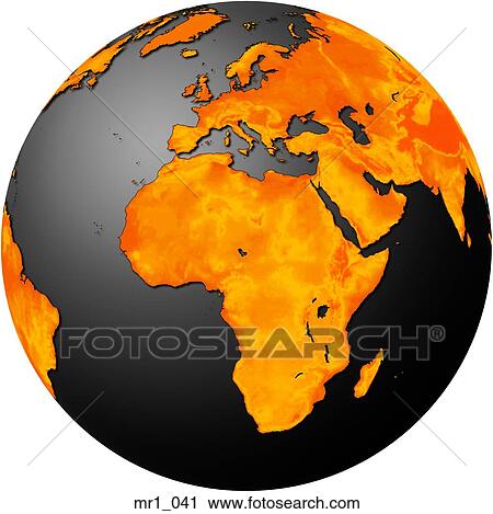Stock Image - europe, middle east, map, globes, africa. Fotosearch