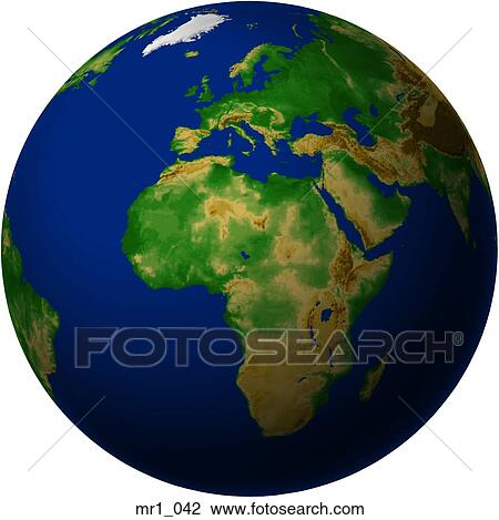 Stock Image - europe, middle east, map, globes, africa. Fotosearch