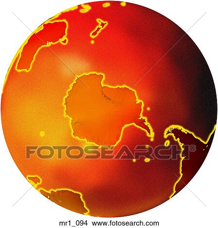 Picture - globe, map, relief, south pole, terrain. Fotosearch