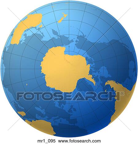 Stock Photography - globe, map, relief, south pole, terrain. Fotosearch