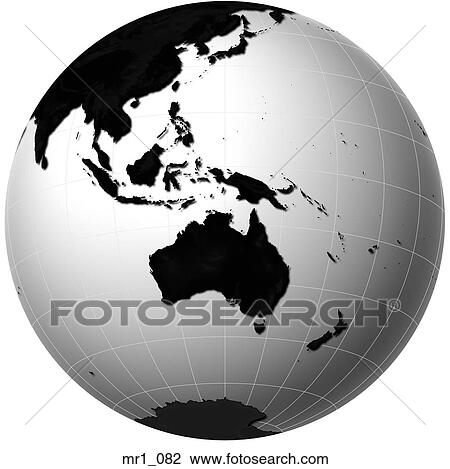 Stock Image - globe, relief, map, indonesia, australia. Fotosearch