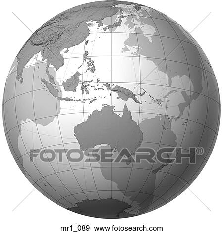 Stock Photo - globe, relief, map, indonesia, australia. Fotosearch