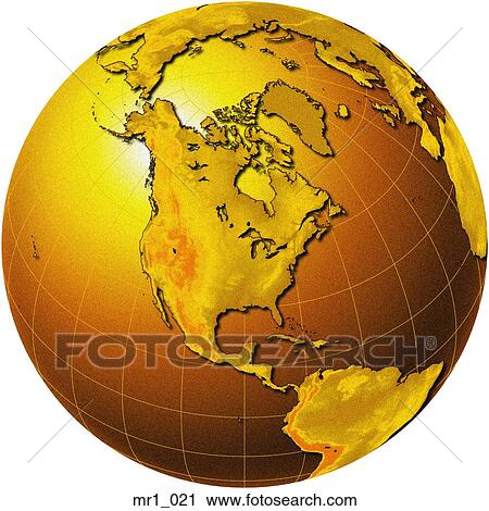 Stock Image - globes, map, north america, relief, terrain. Fotosearch