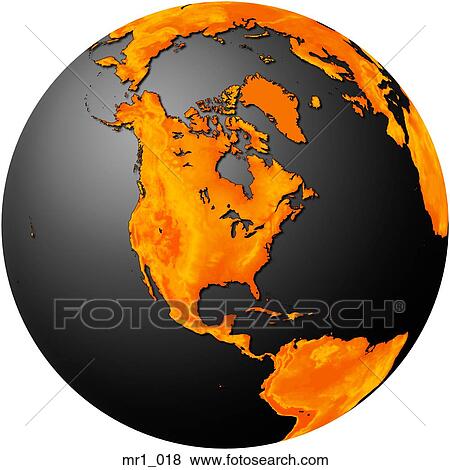 Stock Photo - globes, map, north america, relief, terrain. Fotosearch