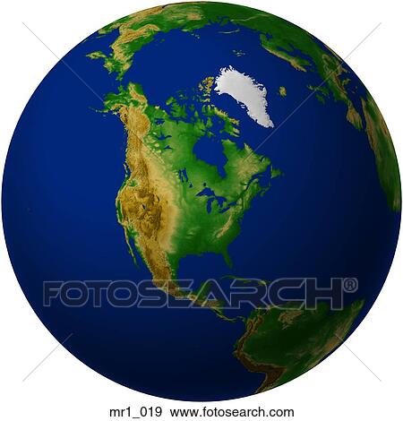 Stock Photo - globes, map, north america, relief, terrain. Fotosearch