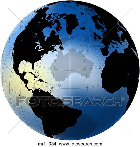 Picture - globes, map, north atlantic, relief, terrain. Fotosearch