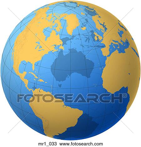 Stock Image - globes, map, north atlantic, relief, terrain. Fotosearch