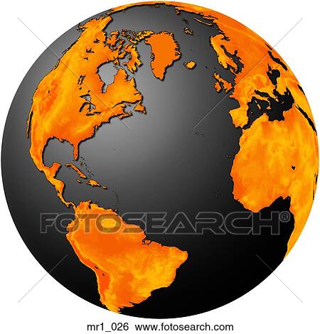 Stock Photograph - globes, map, north atlantic, relief, terrain. Fotosearch