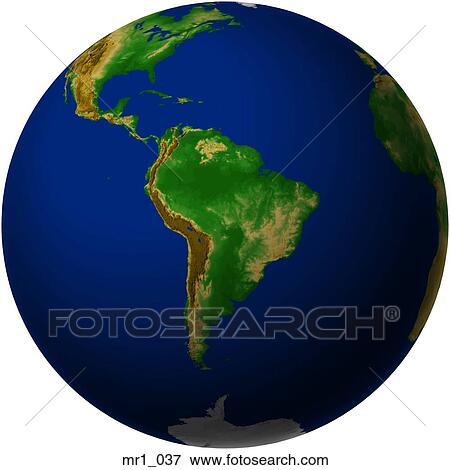 Stock Photo - globes, map, relief, south america, terrain. Fotosearch
