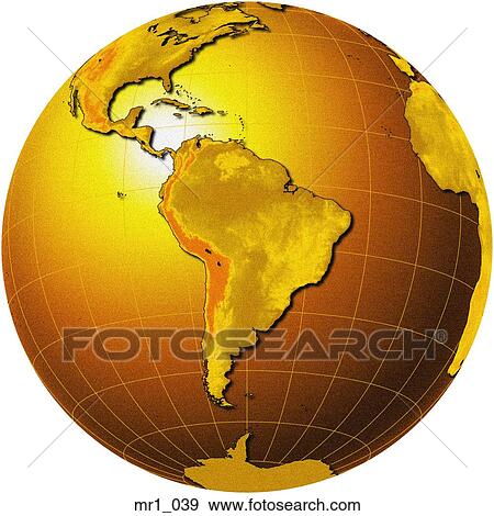 Stock Photo - globes, map, relief, south america, terrain. Fotosearch