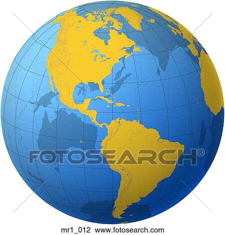 Stock Image - globes, relief, north america, map, americas. Fotosearch