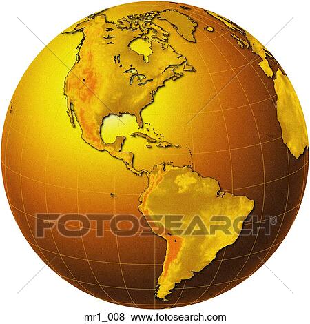 Stock Photo - globes, relief, north america, map, americas. Fotosearch
