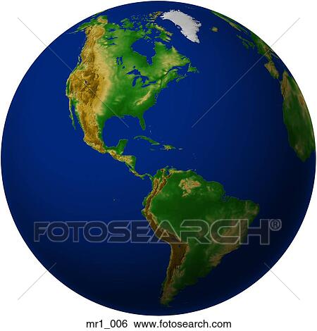 Stock Photograph - globes, relief, north america, map, americas. Fotosearch