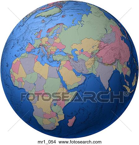 Picture - map, asia, globes, europe, atlas, middle east, africa. Fotosearch