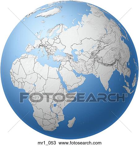 Stock Image - map, asia, globes, europe, atlas, middle east, africa. Fotosearch