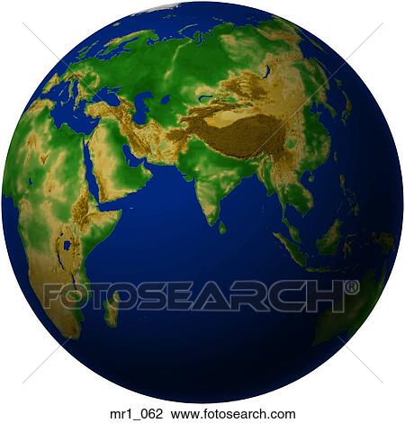 Stock Image - map, china, indonesia, india, globes, asia. Fotosearch