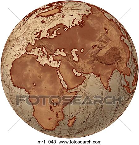 Stock Photo - middle east, asia, map, globes, europe, africa. Fotosearch