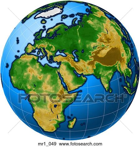 Stock Photo - middle east, asia, map, globes, europe, africa. Fotosearch