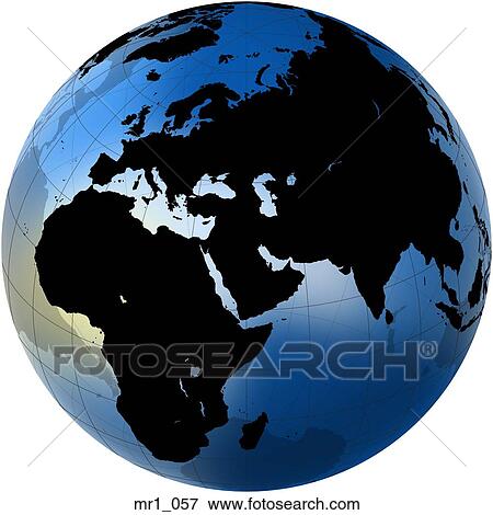 Stock Photo - middle east, asia, map, globes, europe, africa. Fotosearch