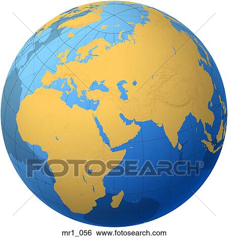 Stock Photograph - middle east, asia, map, globes, europe, africa. Fotosearch