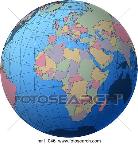 Stock Photograph - middle east, atlas, map, globes, europe, africa. Fotosearch