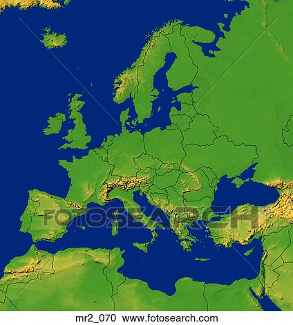 ヨーロッパ 地図 救助 地勢 地形である ストックイメージ Mr2 070 Fotosearch