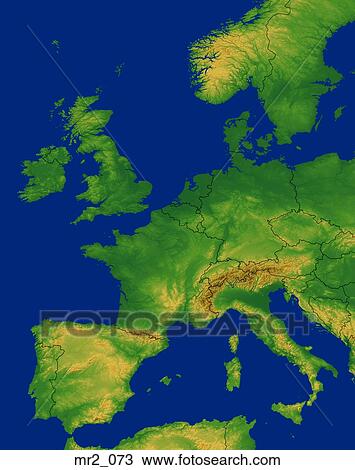 ヨーロッパ 地図 救助 地勢 地形である ストックイメージ Mr2 073 Fotosearch