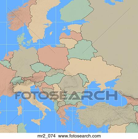 東ヨーロッパ 政治的である 地図 地図帳 ピクチャー Mr2 074 Fotosearch