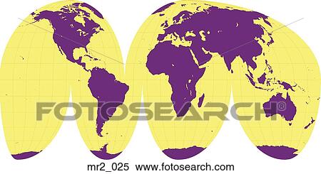 Stock Photography - europe, map, mollweide interrupted, world. Fotosearch