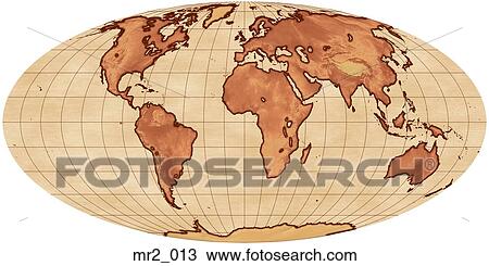 Stock Image - europe, map, mollweide, relief, terrain. Fotosearch
