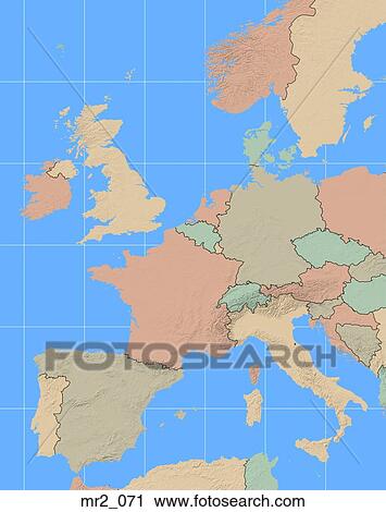 Stock Image - europe, political, map, atlas. Fotosearch