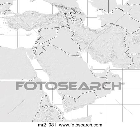 Stock Image - map, political, middle east, atlas. Fotosearch